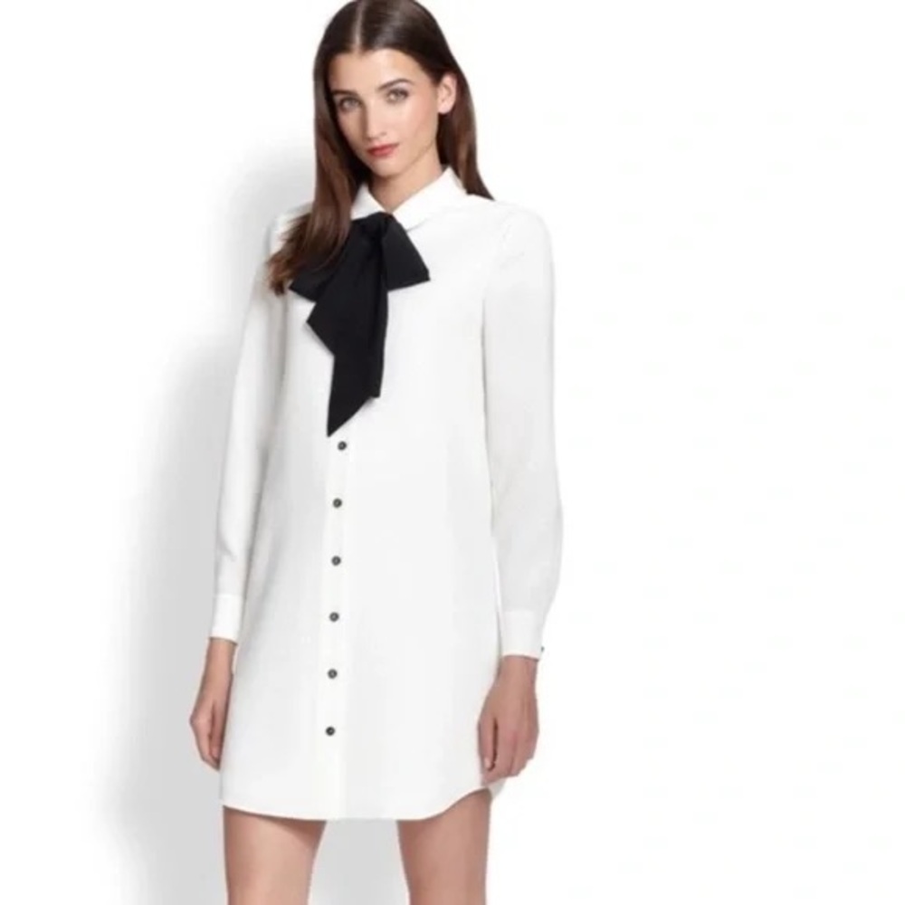 Vintage Kate Spade Griffin White Dress with Black Bow 12